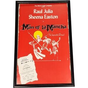 Tour Window Card Poster Man Of LaMancha Raul Julia Sheena Easton 14x22 Framed